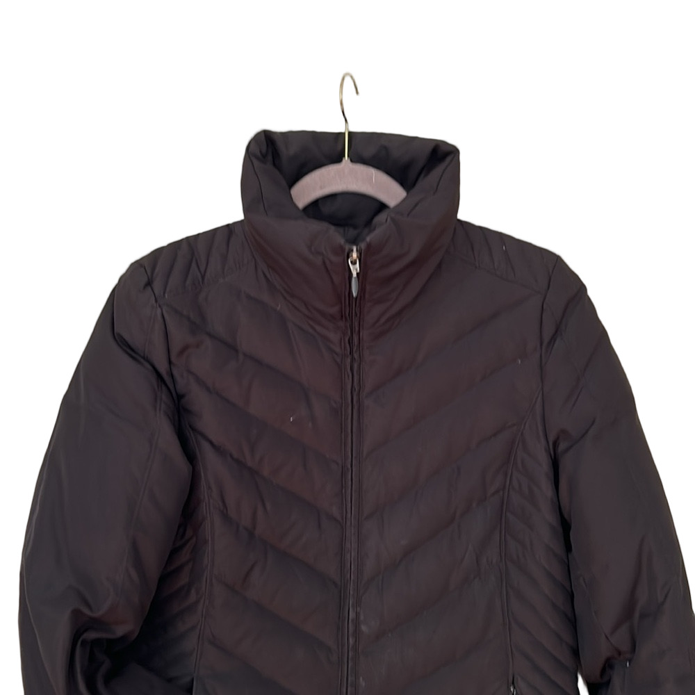 Ladies Black Puffer Coat Down Feather Filled Size Medium Coat Hip Length Jacket